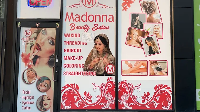 Exterior view of Madonna Beauty Salon in Mississauga, Canada.